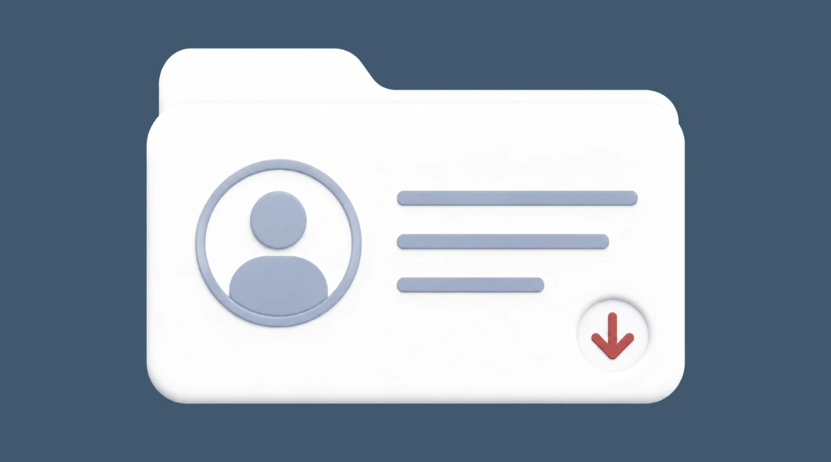 Business profile requirements folder with profile details icon
