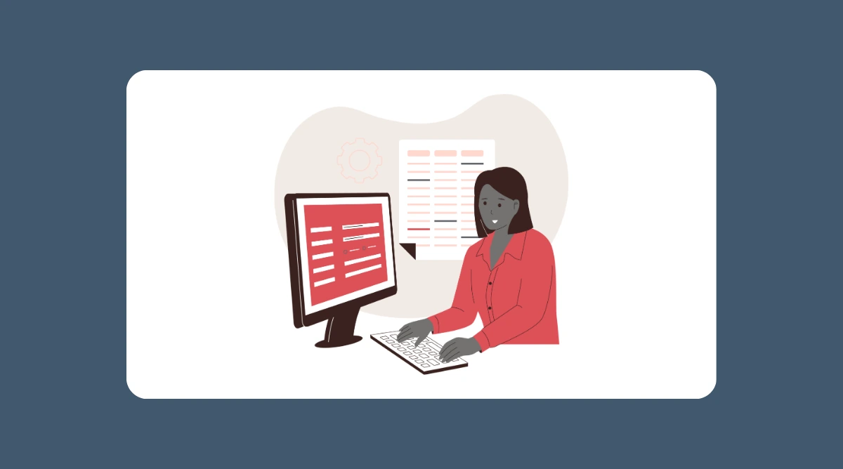 Person using computer with document