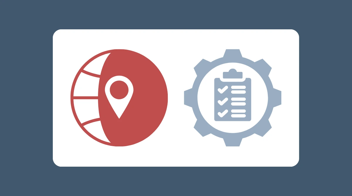 Map pin with checklist gear<br />
